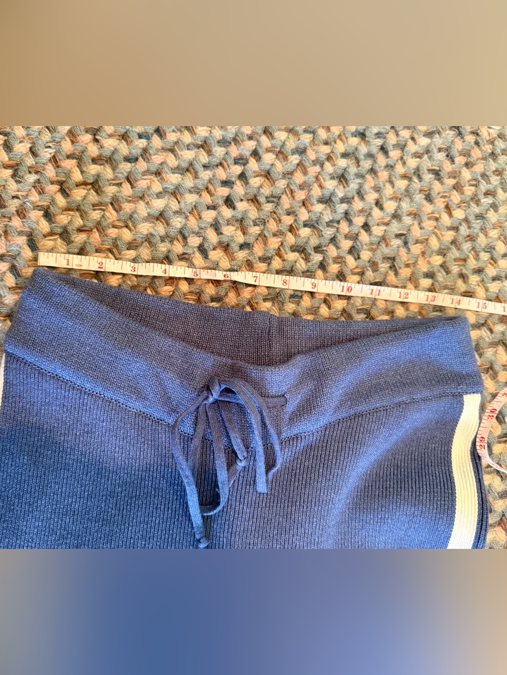 Maeve Wide-Leg Knit Pants with Side Stripes - Blue sz M NEW - Picture 9 of 13